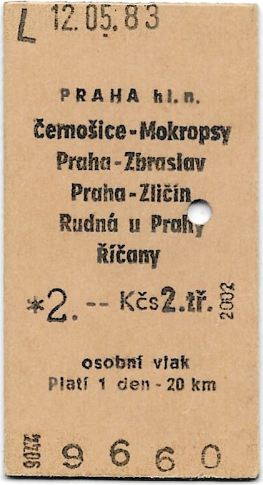 Praha hlavní nádraží - Černošice-Mokropsy, Praha-Zbraslav, Praha-Zličín, Rudná u Prahy, Říčany