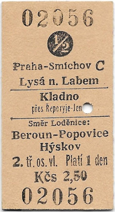 Praha-Smíchov - Lysá nad Labem, Kladno, Beroun-Popovice, Hýskov (½)
