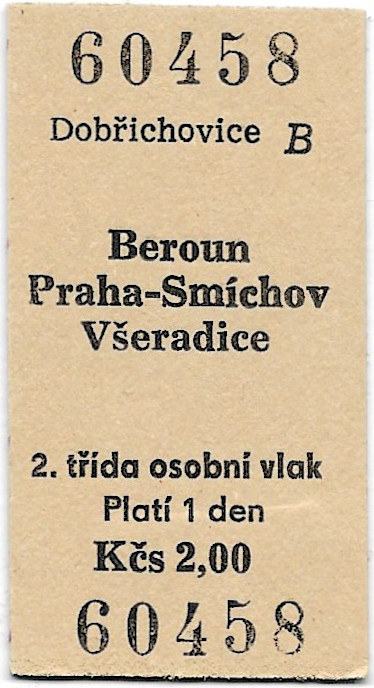 Dobřichovice - Beroun, Praha-Smíchov, Všeradice